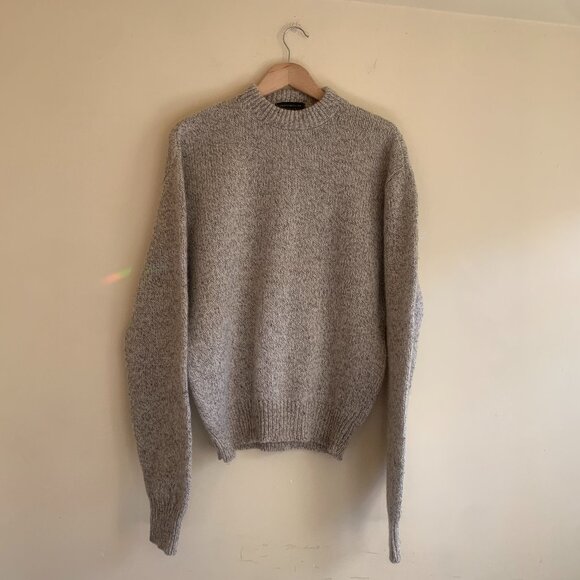 VINTAGE Continental Oatmeal Crewneck Wool Sweater Made in USA - Picture 2 of 10